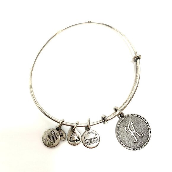 Alex and Ani Initial K Charm Bracelet Silver Finish - Expands 2"- 3.5" - Picture 1 of 2